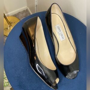 Jimmy Choo ‘beck’ patent leather wedged heels